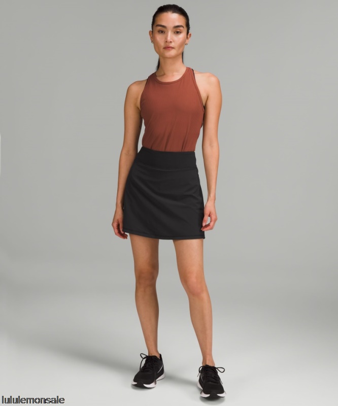 Lululemon Damen DELULU419 | Schwarz Pace Rival Mittelhoher Rock Extra Lang